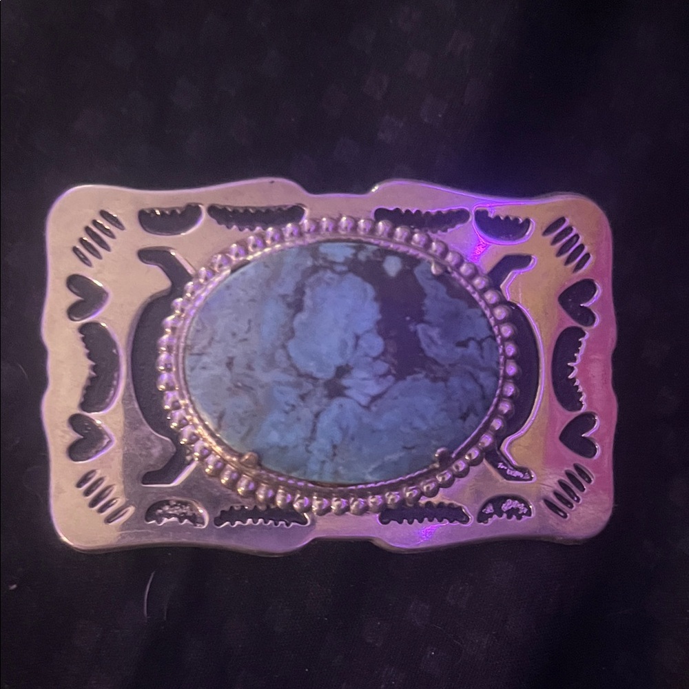 Silver and authentic turquoise Belt Buckle